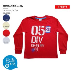 remera mangas largas roja niño Bazzy Kids otoño invierno 2020 scaled