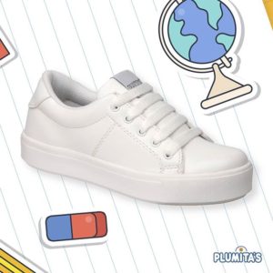 zapatilla blanca colegial plumitas 2020