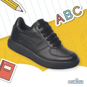 zapatilla colegial negra plumitas 2020
