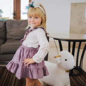 falda de corderoy con tiradores para niñas waw invirno 2020