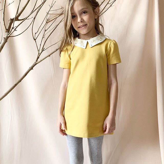 vestido amarillo de fiesta para niñas Gro web otoño invierno 2020