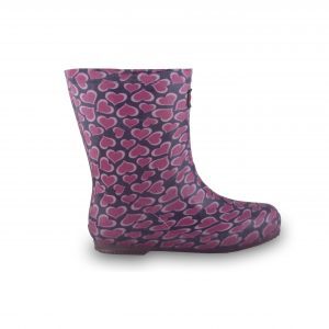 bota con corazones lluvia niña