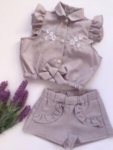 conjunto blusa y short lino beba cocomiel verano 2021