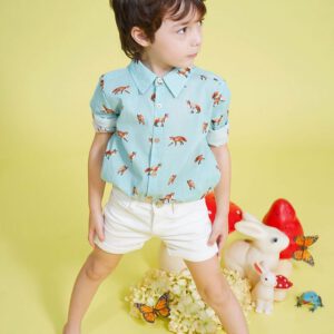 short blanco y camisa estampada nino navidad little akiabara