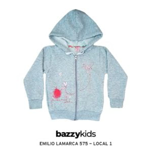 campera nena algodon bordada con capucha Bazzy kids invierno 2021 scaled