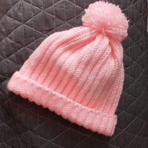 Gorro lana rosa tejido beba