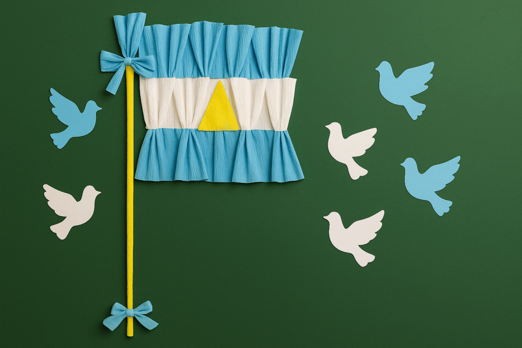 bandera argentina con papel