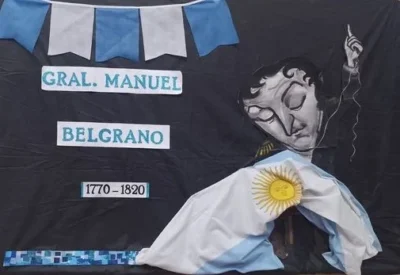 cartelera para el dia de la bandera con juan manuel belgrano
