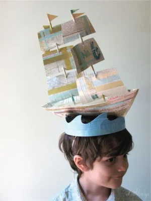 Sombrero loco para niños con papel de diario en forma de barco sombrero loco para ninas con papel de diario
