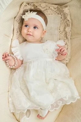 vestido de fiesta para beba blanco bautizo