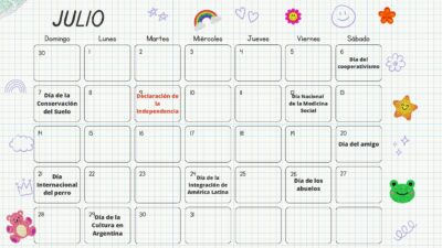 Calendario de julio - Descargar PDF Calendario de julio – Descargar PDF