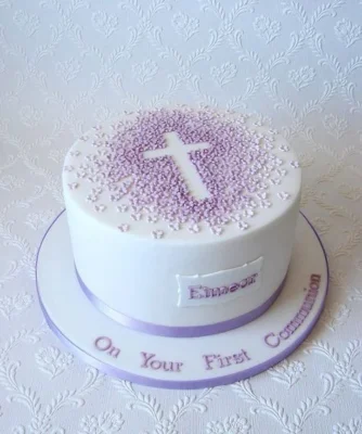 torta facil comunion feqpeunas flores cruz