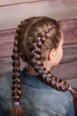 trenzas cocidas para nenas con lazos