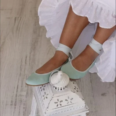 zapatos verde agua para comunion nena