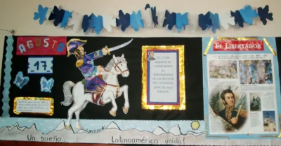 Cartelera escuela 17 de agosto muerte Gral. San Martin