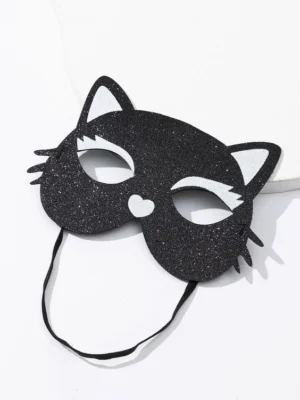 Cola y mascara de gato con glitter negra