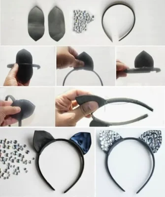 Como hacer una vincha con oreja de gato facil