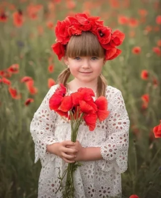 Peinado con diadema de flores reina de la primavera