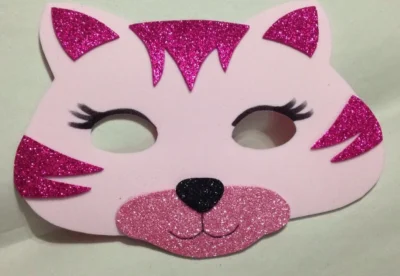 Mascara de gato con cartulina y glitter