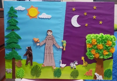 Mural 4 de octubre con animales y San francisco de Asis Mural 4 de octubre con animales y San francisco de Asis