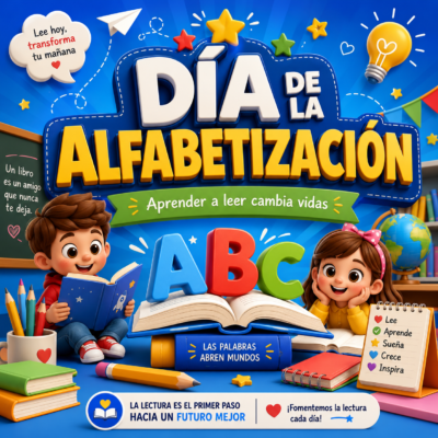 cartelera dia de la alfabetizacion