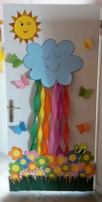 decoracion de la puerta primavera escuela