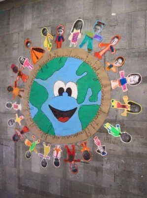 Idea para afiche escolar Dia de las naciones unidas con frase