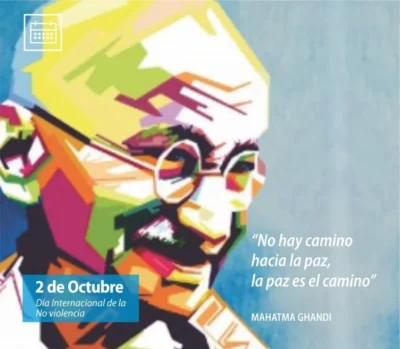 Poster para el dia de la No Violencia con Mahatma Gandhi Poster para el dia de la No Violencia con Mahatma Gandhi