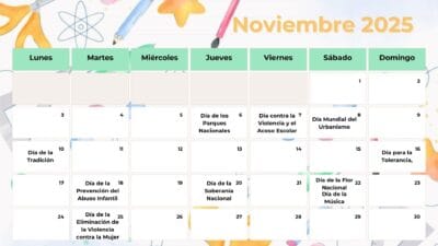 Calendario escolar de Noviembre 2025