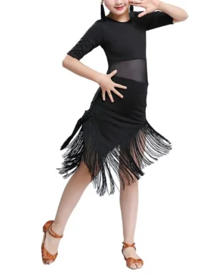 Falda irregular con fleco de niña para tango Falda irregular con fleco de niña para tango