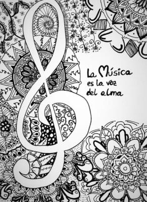 dibujo para pintar dia de la musica