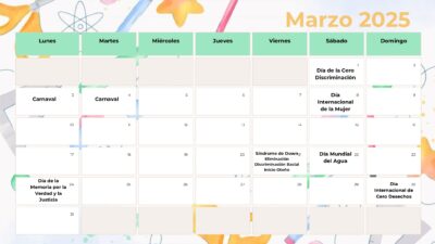 Pdf calendario Efemerides de Marzo 2025