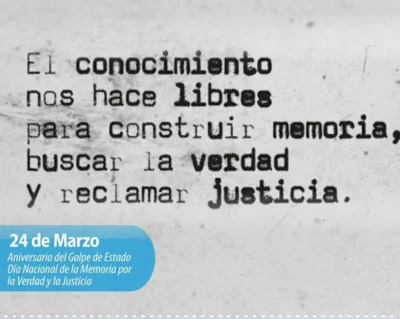 Poster con frase Dia de la Memoria por la Verdad y la Justicia Poster con frase Dia de la Memoria por la Verdad y la Justicia