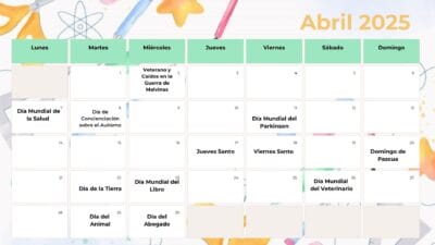 Calendario Efemerides Abril 2025