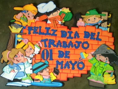 afiche escolar 1 de mayo dia del trabajador jardin de infantes