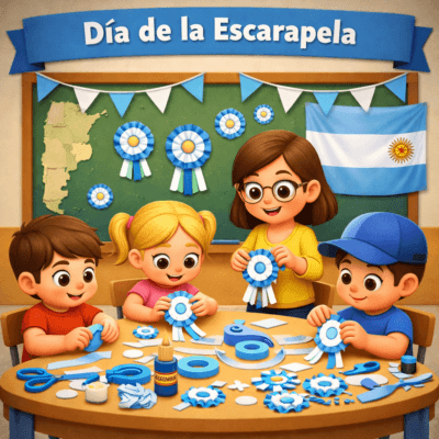 Carteleras y decoración para el Día de la escarapela