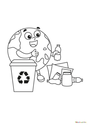 Ilustracion para colorear dia del reciclaje Ilustracion para colorear dia del reciclaje