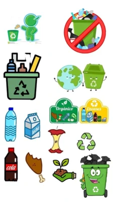 Ilustraciones para afiche sobre reciclaje