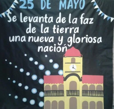cartelera con frases para el 25 de mayo