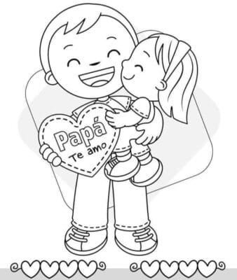 Dibujo para colorear dia del padre para nena