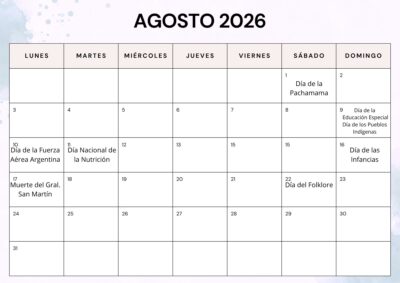 Calendario Efemerides Agosto 2026