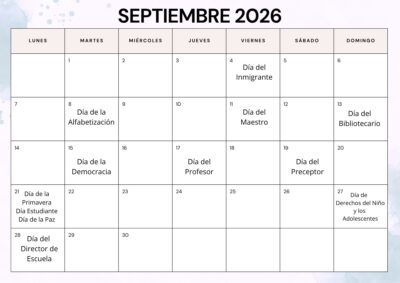 Calendario efemerides septiembre 2026 Calendario efemerides septiembre 2026