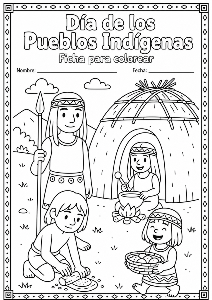 Dibujos para colorear sobre los pueblos indígenas