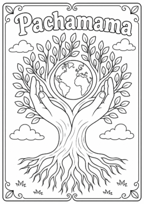 dibujo para colorear Pachamama madre tierra