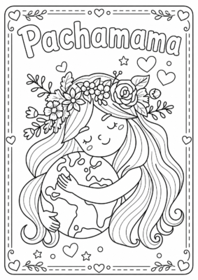 dibujo para colorear dia de la pachamama