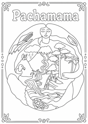dibujo para colorear pachamama