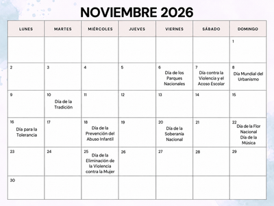 Calendario efemerides de noviembre 2026