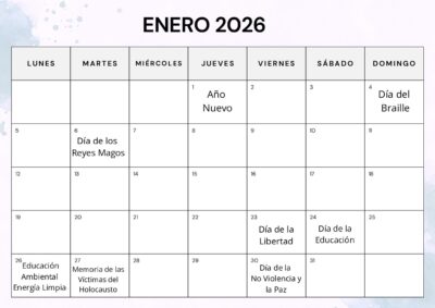 PDF Calendario escolar Efemerides Enero 2026