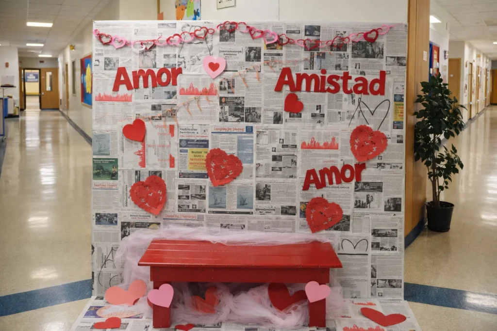 decoracion simple para escuelas dia del amor y la amistad
