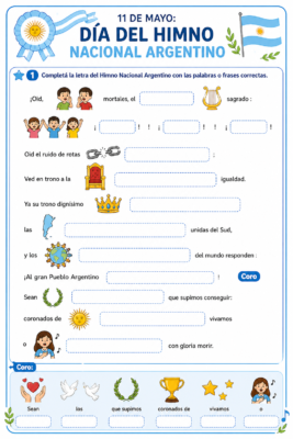 Actividades para primaria para el día del himno nacional completar el himno